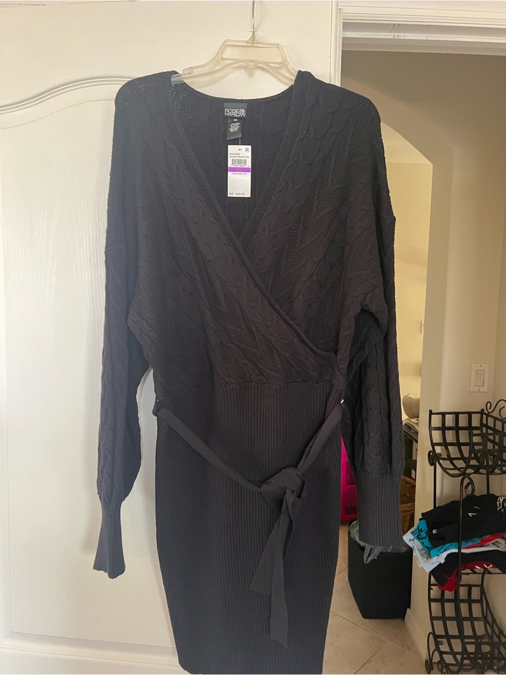 Rosie Harlow Black Long-Sleeve Wrap Knit Dress